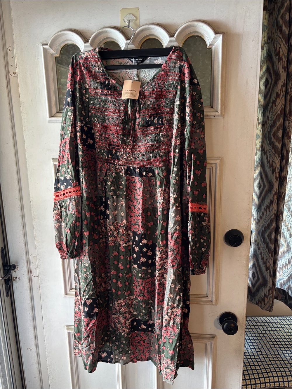 BloomChic Floral Patchwork Long-Sleeve Smocked Dress - Size 22/24
